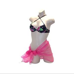 Zuliana Barbie Pink Scarf/Cover Up Sarong Short Skirt. Made in USA. New